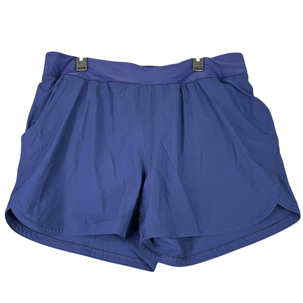 Lands End Swim Board Shorts Navy Elastic Waist Pockets Quick Dry Plus 20W Womens
